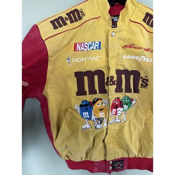Vtg M&M NASCAR Racing Jacket JH Design Chase #36 Ernie Irvan Sz S-M Yellow Red‌‌ - Picture 4 of 16
